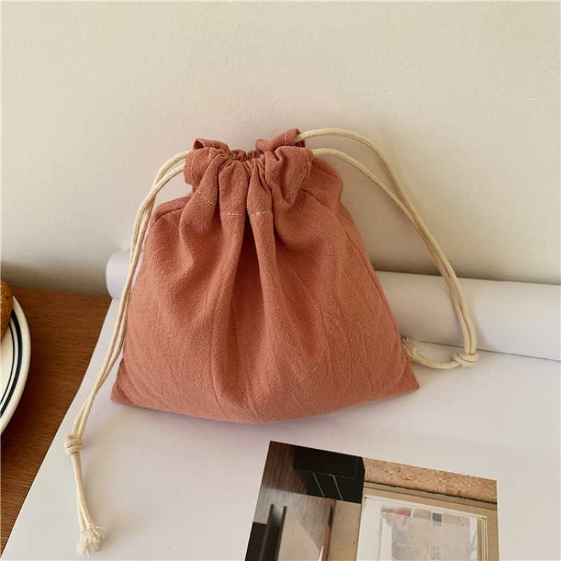 Pleated Cotton Drawstring Pouch Japanese Rice Grain Food Serveware Storage Packaging Gift Bag Jewelry Organizer Christmas Japan Bags